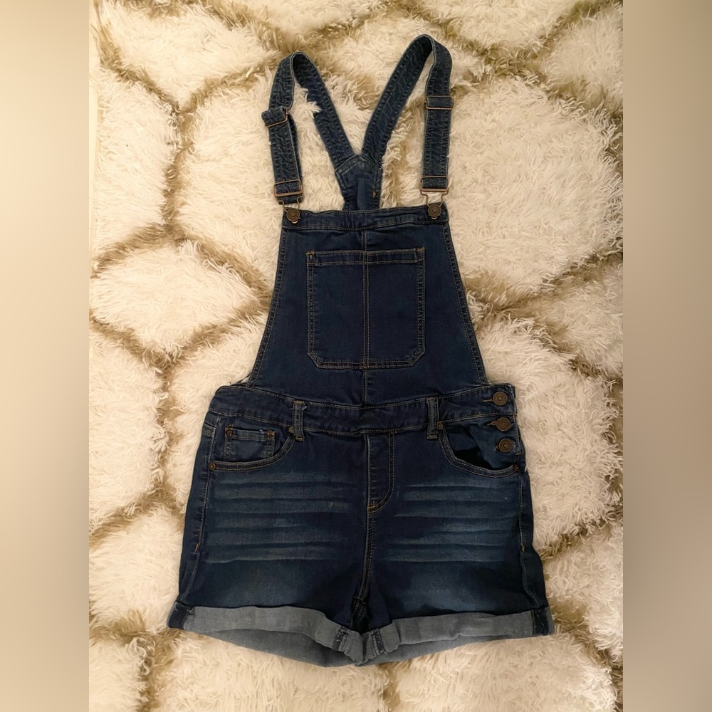 Overall Shorts- Dark Wash